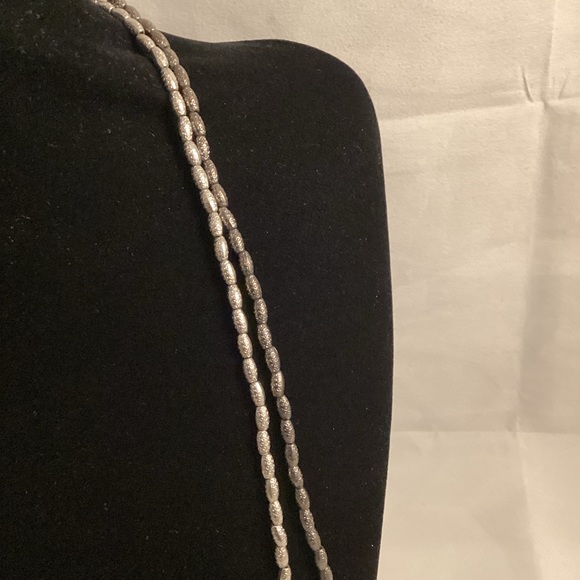 Marc Cain long metallic silver tone and black beaded necklace - Picture 3 of 5